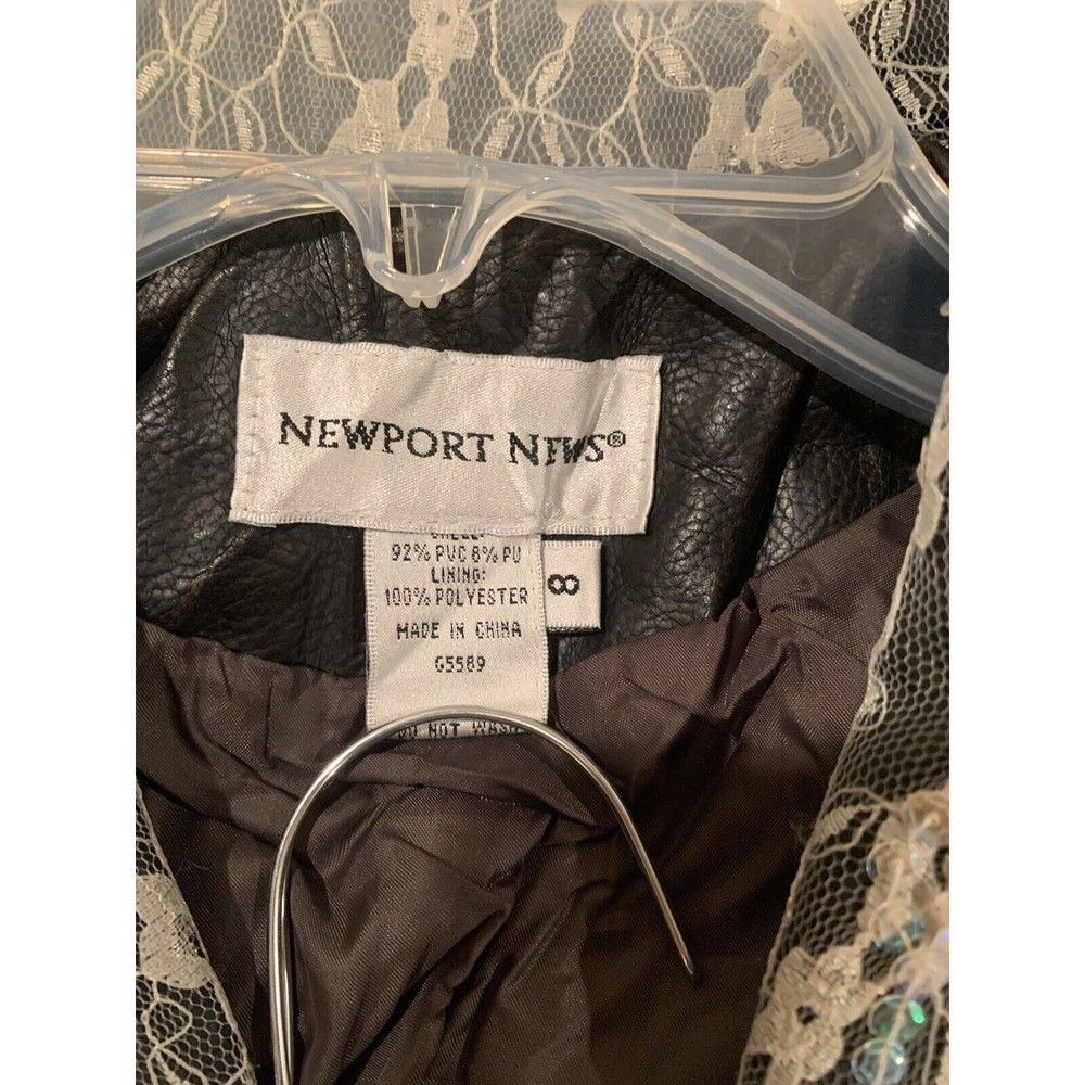 NWT Vintage Newport News Lace & Sequin Faux Leather Jacket Size 8 - Picture 7 of 8